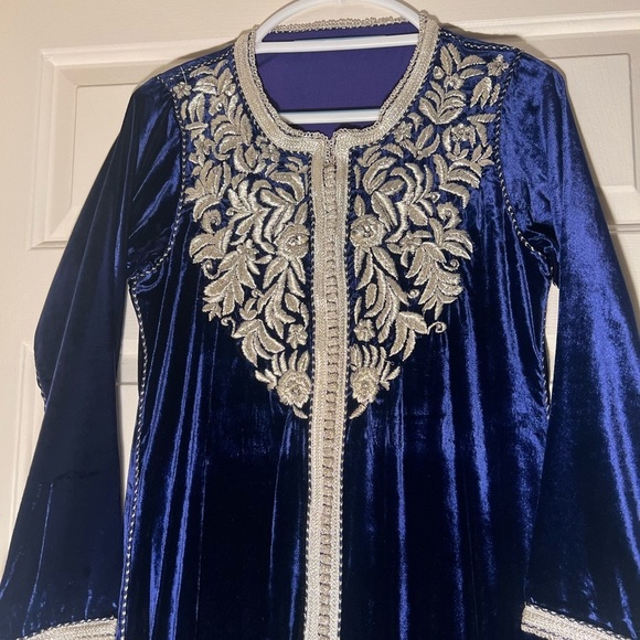 Blue Handcraft Moroccan Caftan Size S/M - Picture 1 of 6